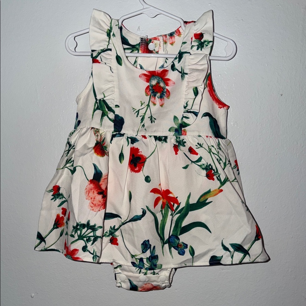 Girls Blue Floral Sleeveless Top with Tie